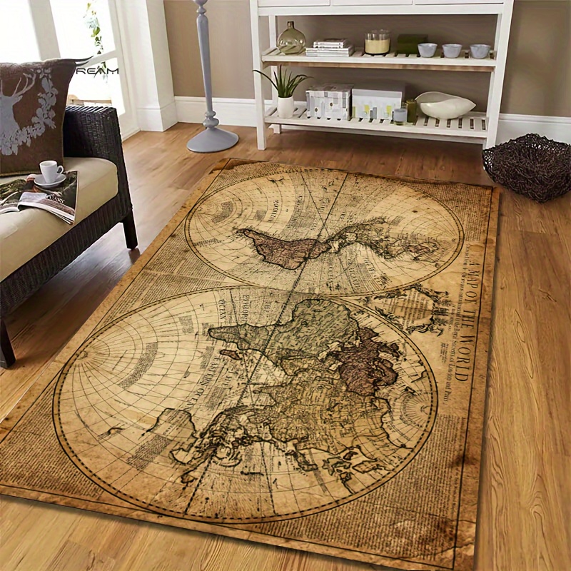 Home Textiles Design - Tappeto Decorativo Antiscivolo con Design Mappa